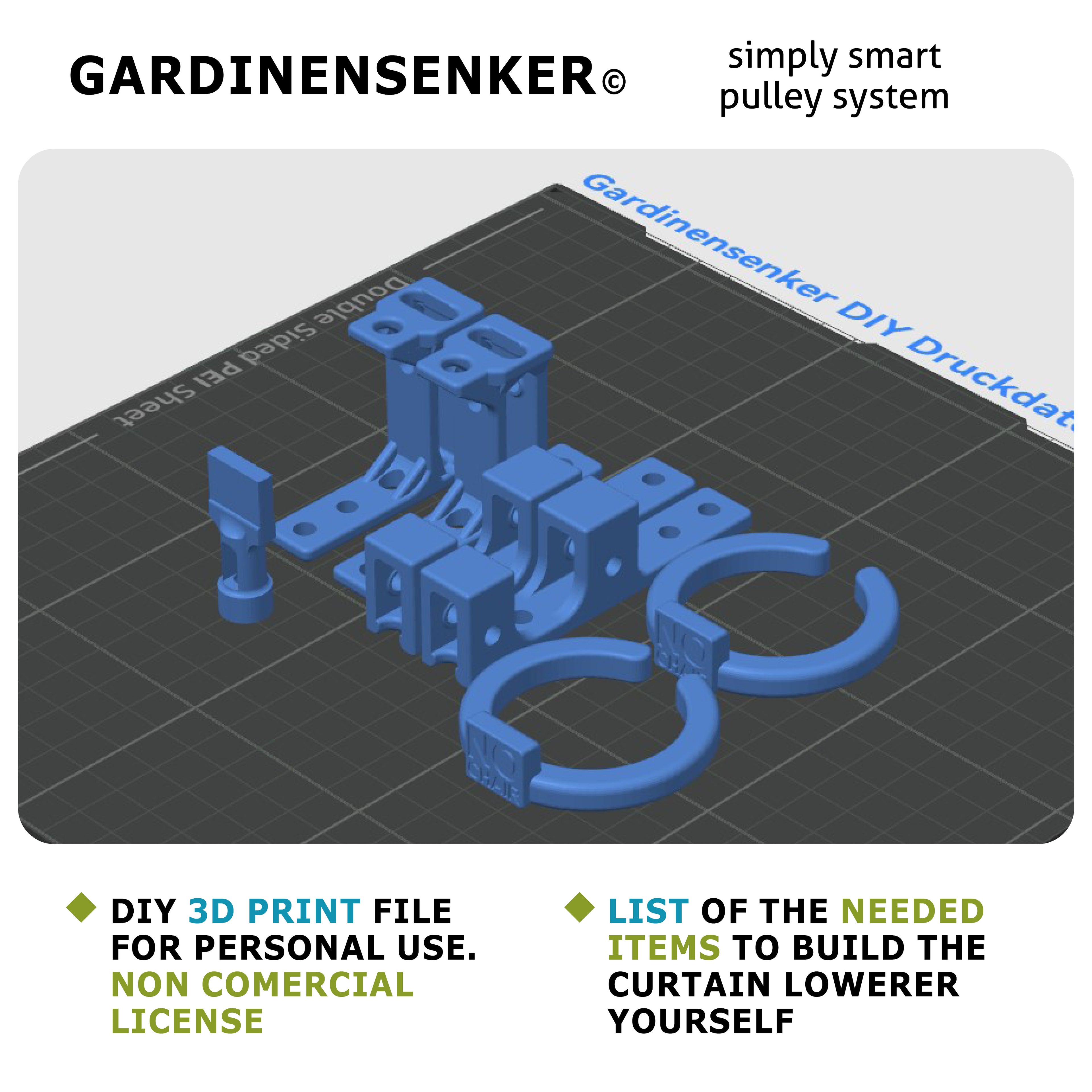 3D DIY Printing File Gardinensenker 25% Shop-Eröffnungs-Rabatt