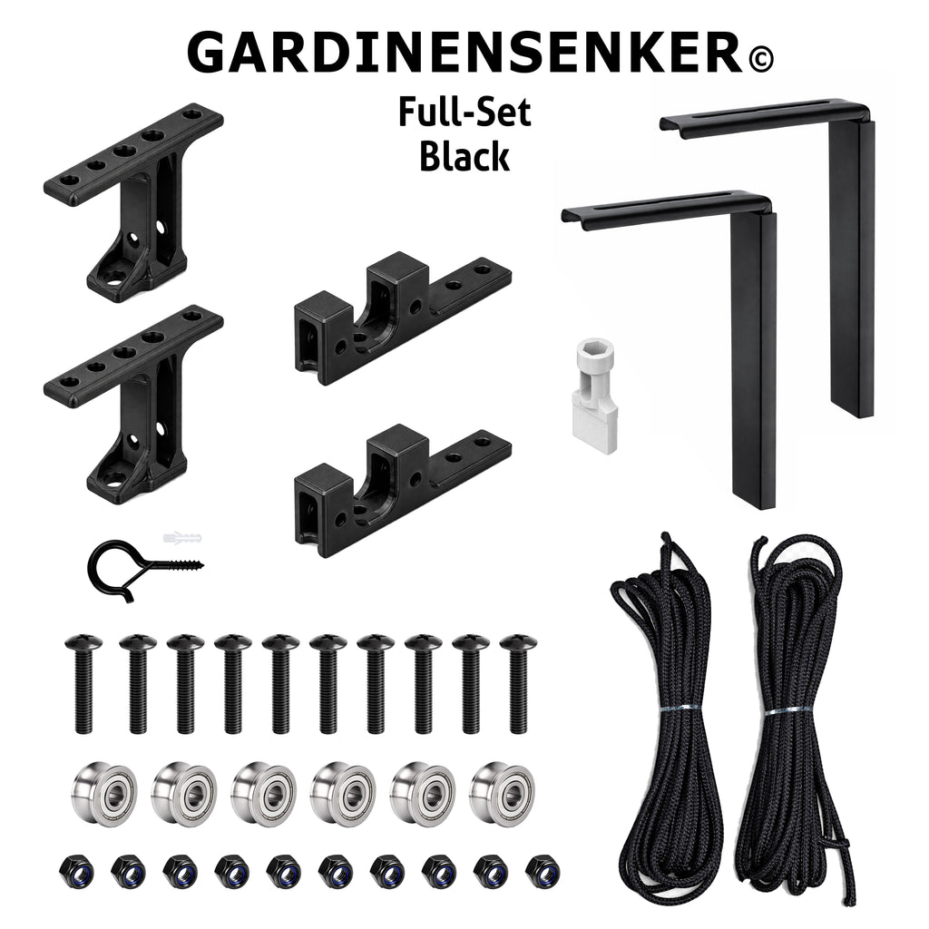 Gardinensenker© Volles-Set Schwarz mit Wandhalterung 10% Shop-Eröffnungs-Rabatt