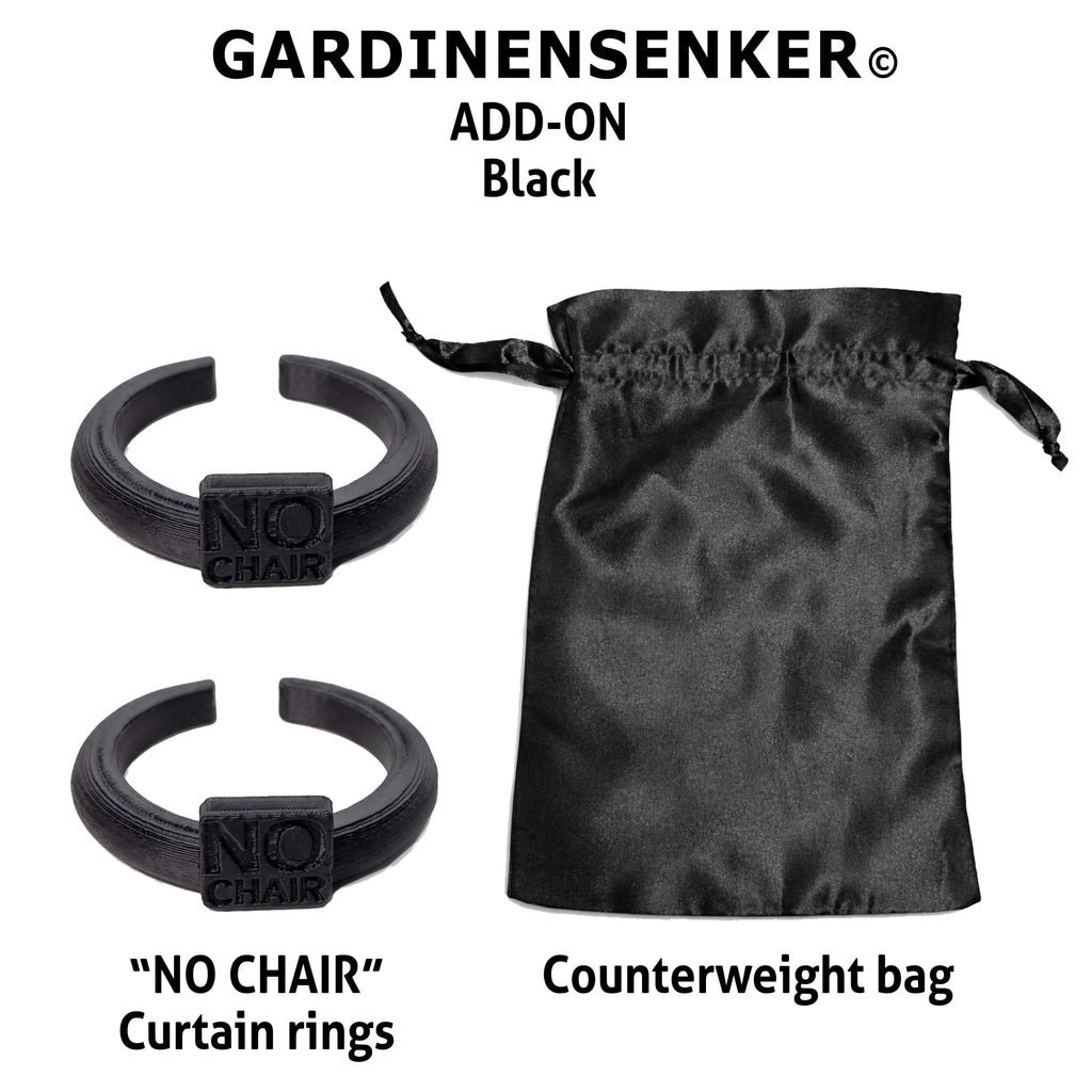 Gardinensenker© Add-On Schwarz / 2x Gardinen-Ringe and 1x Gegengewichtsbeutel 40% Shop-Eröffnungs-Rabatt