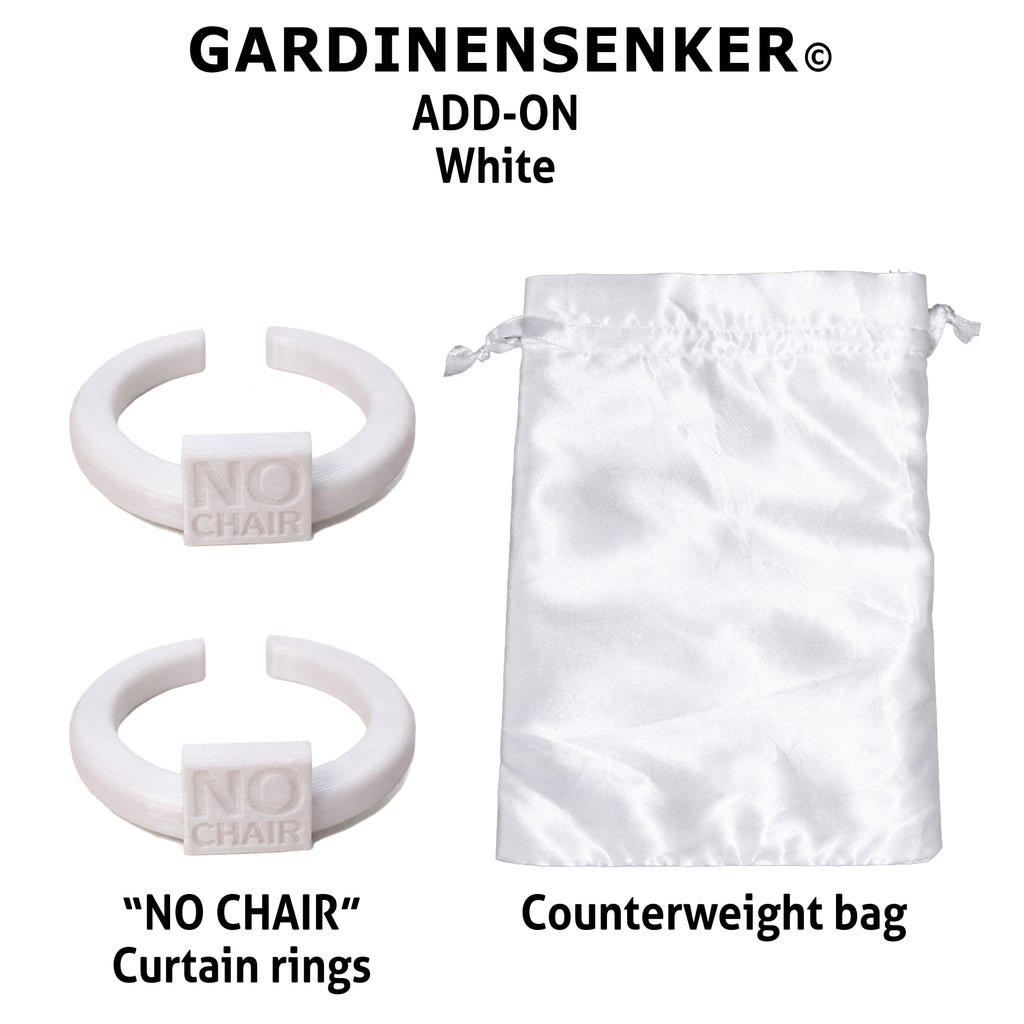 Gardinensenker© Add-On Weiß / 2x Gardinen-Ringe and 1x Gegengewichtsbeutel 40% Shop-Eröffnungs-Rabatt