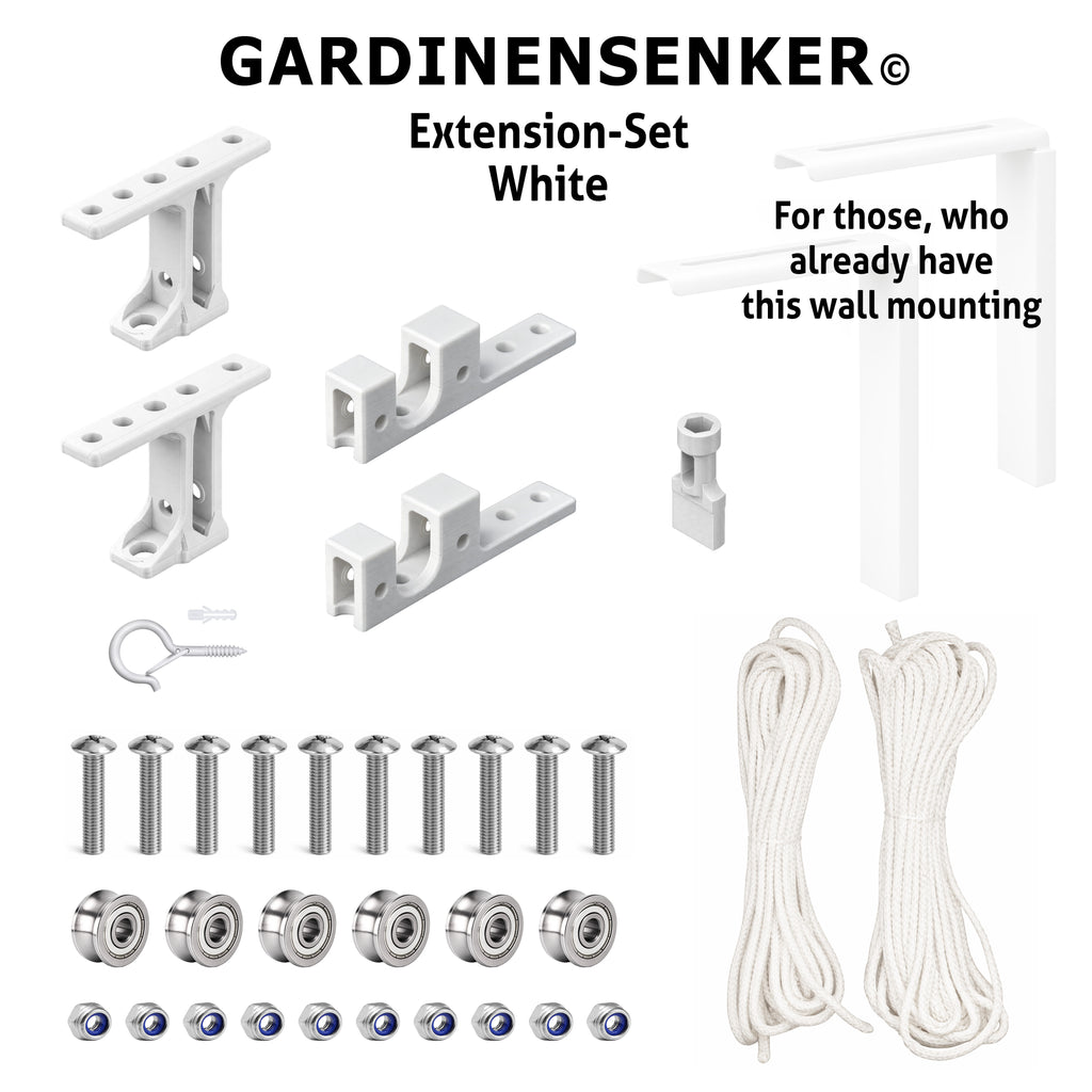 Gardinensenker© Ergänzungs-Set Weiß ohne Wandhalterung 25% Shop-Eröffnungs-Rabatt