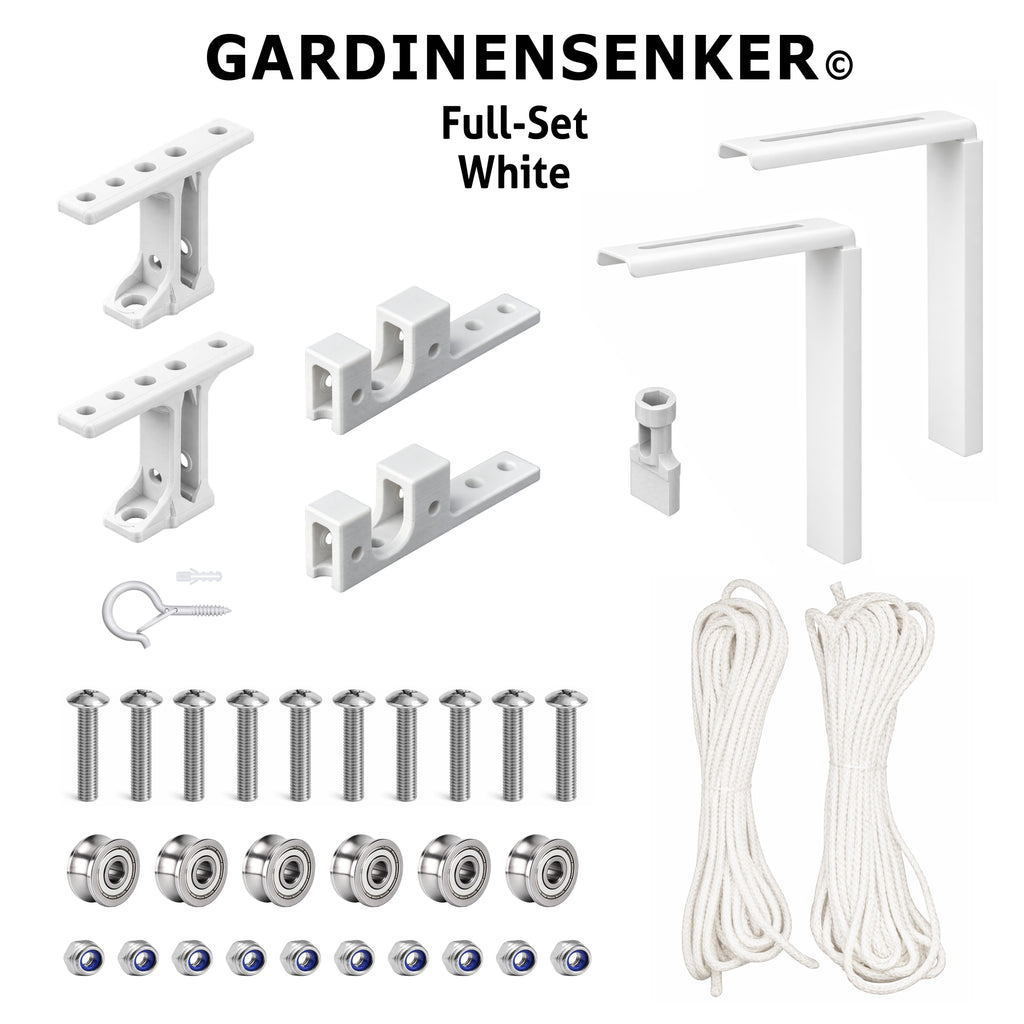 Gardinensenker© Volles-Set Weiß mit Wandhalterung 10% Shop-Eröffnungs-Rabatt